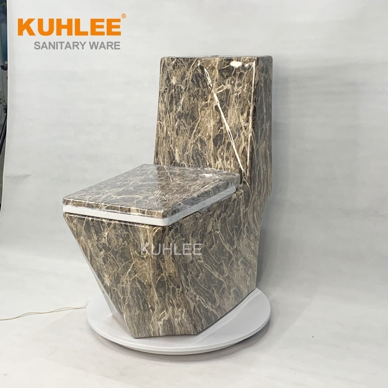 Marble Design Toilet Black Color Diamond WC Bathroom Well Received Sanitary Wares Ceramic One Piece Toilet