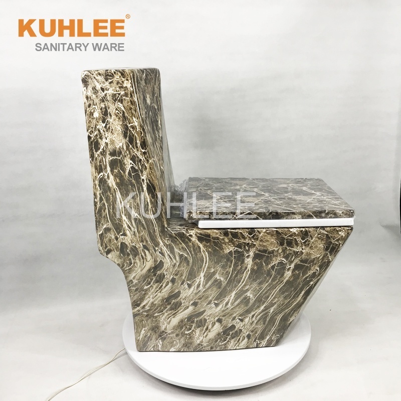 Marble Design Toilet Black Color Diamond WC Bathroom Well Received Sanitary Wares Ceramic One Piece Toilet