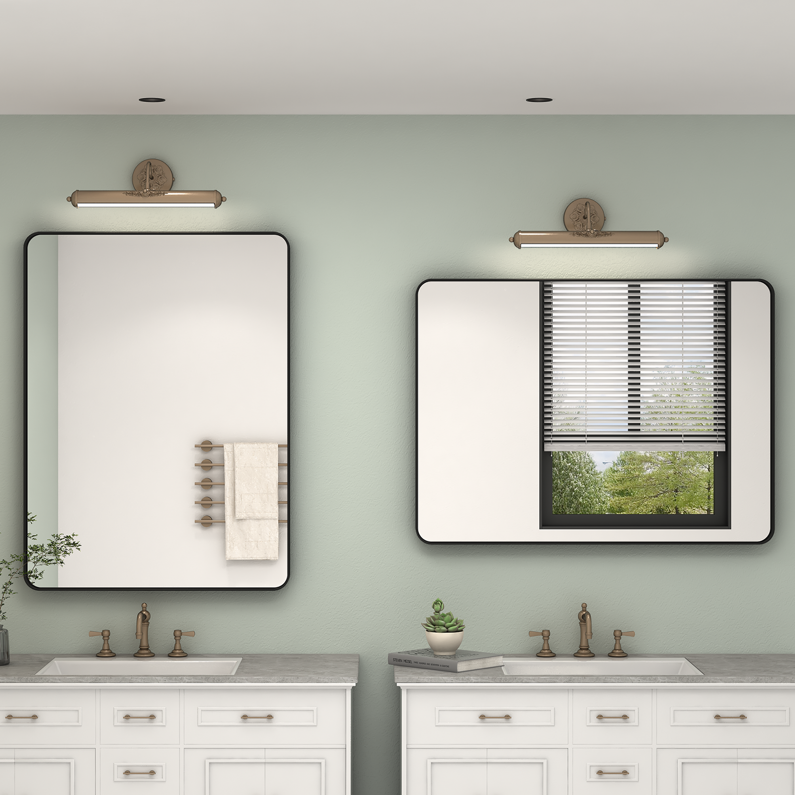 Farmhouse Home Decor Bathroom Wall Mirror Tempered Glasses Washroom Metal Frame Mirror