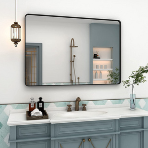 Farmhouse Home Decor Bathroom Wall Mirror Tempered Glasses Washroom Metal Frame Mirror