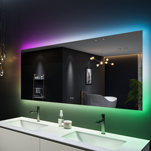 Custom Smart Touch Screen Vanity Wall Make Up Cosmetic Mirror Square Magic Led Bathroom Mirror RGB Light