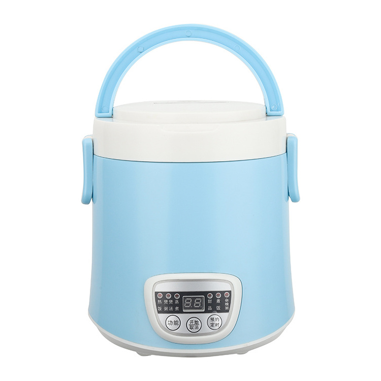 Wholesale Cylinder 0.6L Blue Mini Digital Multifunction Portable Electric Rice Cooker With Non Stick Inner Pot