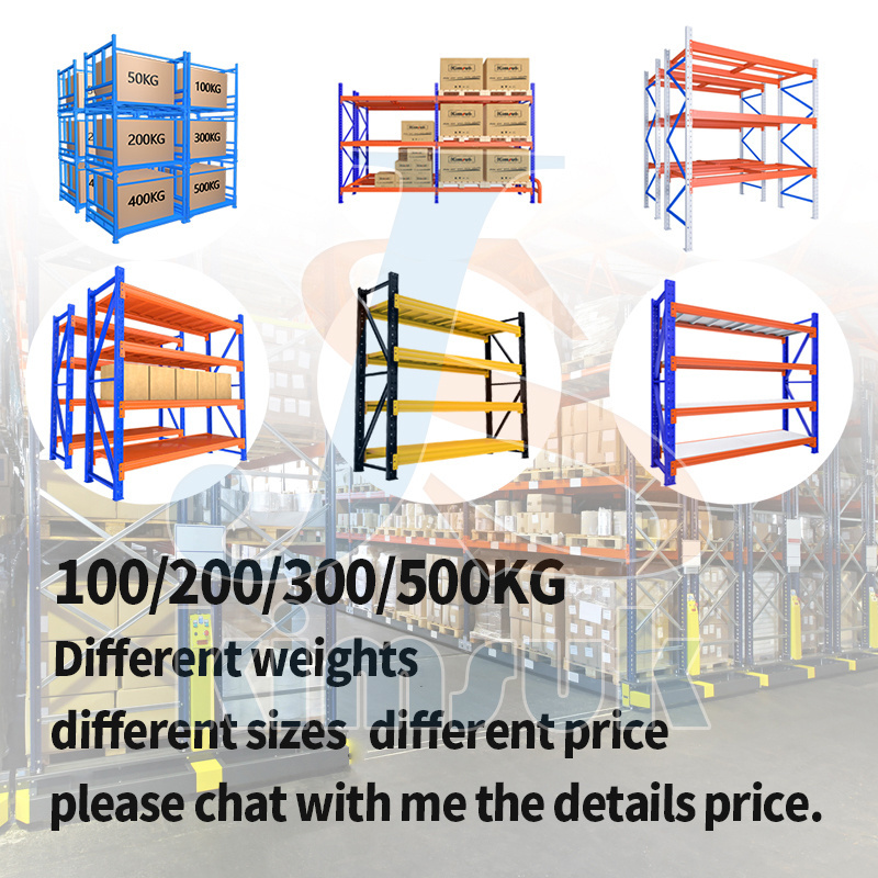 Custom Shelving 100 200 300 500Kg layer Black 4 Tier Warehouse Storage Metal Stacking Shelf Rack for Warehouse