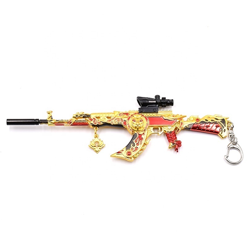 New Arrival AKM Guns Model Keychain Sniper Rifle with 4/6 Times Red Scope Metal Zinc Alloy Keychain from Manufacture for Gift