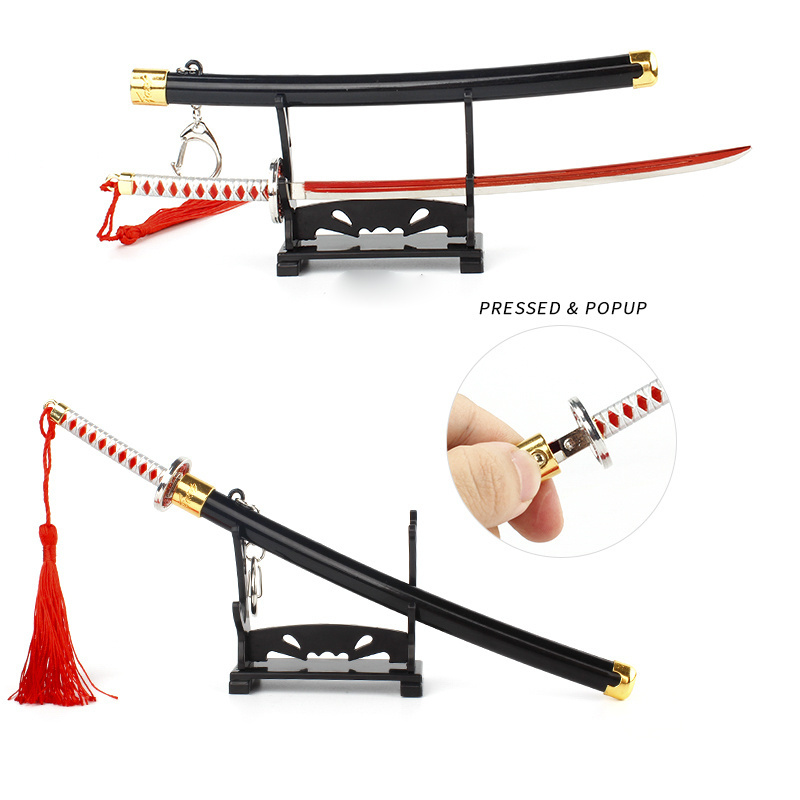 2022 popular design alloy anime Demon Slayer Tsuyuri Kanao katana sword model press auto eject keychain for cosplay