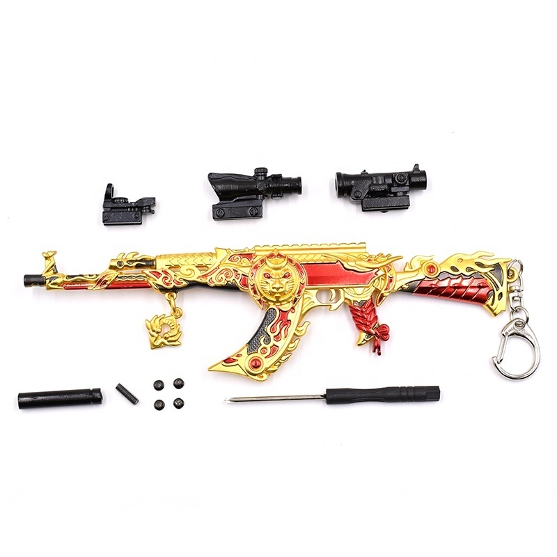 New Arrival AKM Guns Model Keychain Sniper Rifle with 4/6 Times Red Scope Metal Zinc Alloy Keychain from Manufacture for Gift