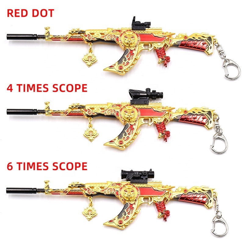 New Arrival AKM Guns Model Keychain Sniper Rifle with 4/6 Times Red Scope Metal Zinc Alloy Keychain from Manufacture for Gift