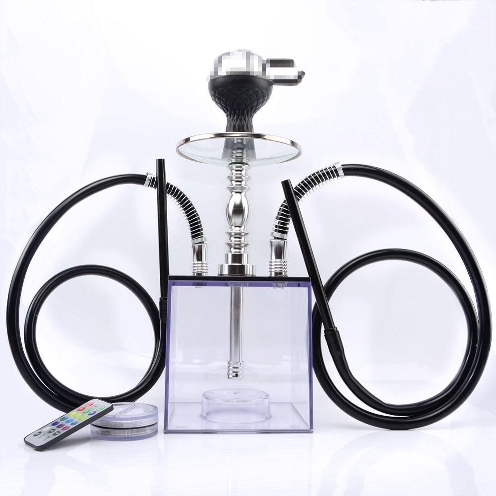 Led Acrylic Light Shisha Fancy Hokkah afzal hookah flavors saudi arabia hookah Tobacco Smoking Square With Hookah Set