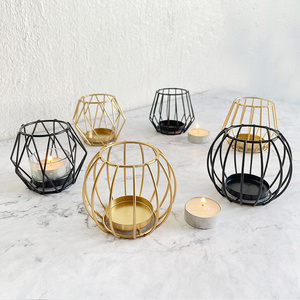 Hurricane Geometrical Polygon Candle Holder for Vintage Wedding Decor Metal Tealight Metal Hexagon Shaped Votive Candle Holder