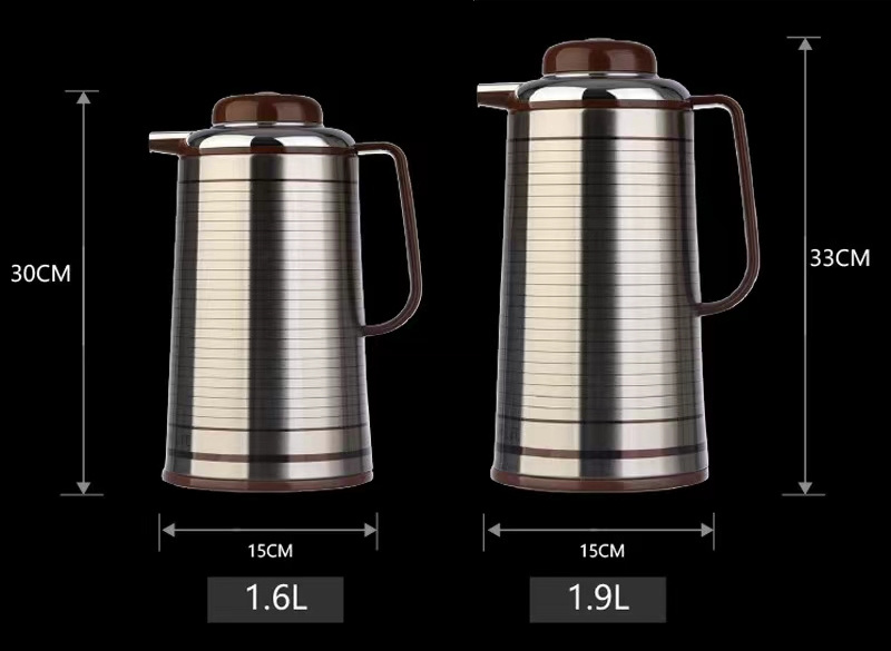 1.9L Large Capacity Thermos Coffee Pot Keep Hot Cold Bottle Jug with Handle Saudi Arabic Insulation Stainless Steel Party Modern