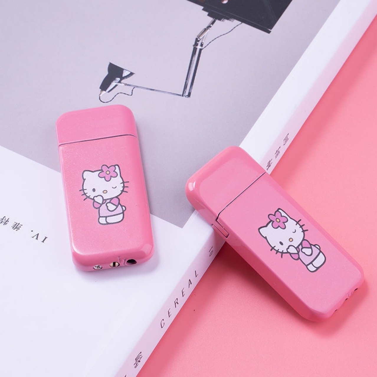 Hello Kitty Lighter Pink Flame Butane Gas Lighter Windproof Pink Flame Cute Lighter For Girls