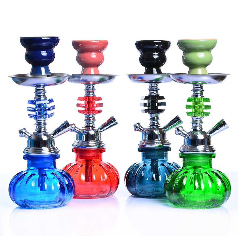 2022 11 Inch Hookah 2 Hose New Portable Glass Shisha Arabic Hookah  pot Set acrylic Smoke Bottle Bar hookah flavor