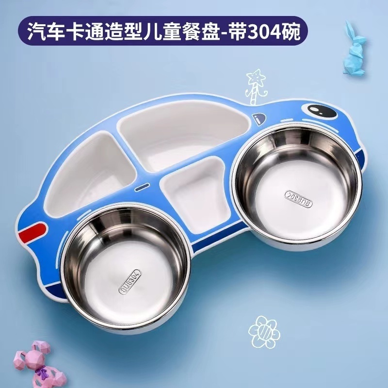 Gk Modern hot sale Child Dish Plate 304 Stainless Steel Tableware Car Design Breakfast Serving Dishes