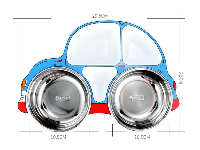 Gk Modern hot sale Child Dish Plate 304 Stainless Steel Tableware Car Design Breakfast Serving Dishes