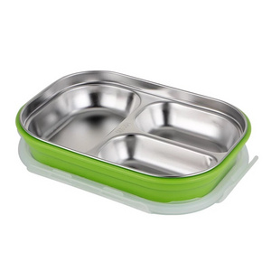 gdkk GDKINGKONG Stainless Steel Food Tray 3/4/5 Compartments Food Grade Stainless Steel Kids Tiffin Lunch Bento Boxes With Lids