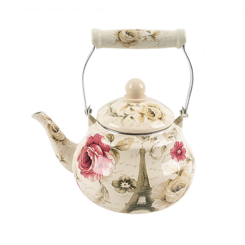 Hot Sale Luxurious Flower Design Enamel Teapot Kettle