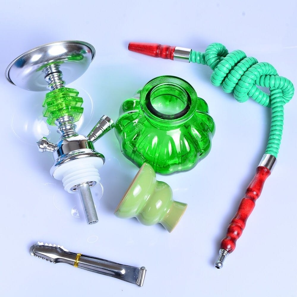 2022 11 Inch Hookah 2 Hose New Portable Glass Shisha Arabic Hookah  pot Set acrylic Smoke Bottle Bar hookah flavor