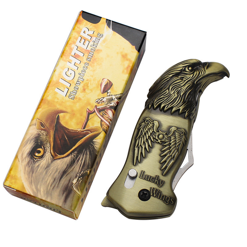 Eagle Head Cigarette Set Creative Metal windproof lighter cigarette set metal portable Outdoor Windproof Cigarette Lighter