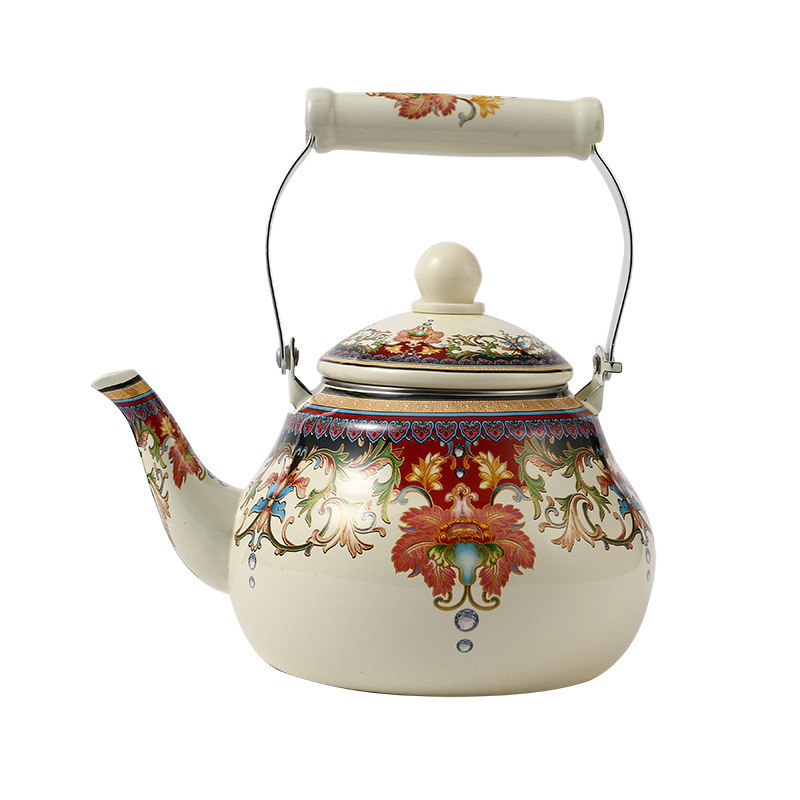 Hot Sale Luxurious Flower Design Enamel Teapot Kettle