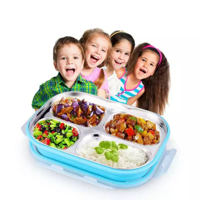 colorful 304 Stainless Steel Thermal Lunch Box  and Plastic Food Containers Bento Insulated Lunchbox  with Compartment