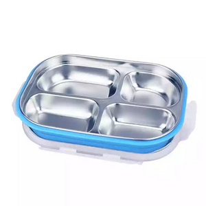 colorful 304 Stainless Steel Thermal Lunch Box  and Plastic Food Containers Bento Insulated Lunchbox  with Compartment