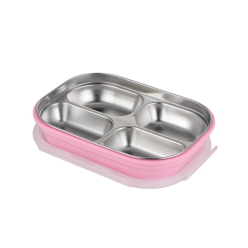 colorful 304 Stainless Steel Thermal Lunch Box  and Plastic Food Containers Bento Insulated Lunchbox  with Compartment