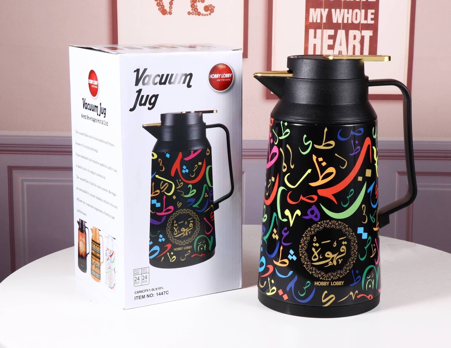 Marble design Thermal Jug In Stock Glass Liner Arabic Coffee Pot Vacuum Flask Thermo Coffee Pot Pink Glass Vacuum Jug