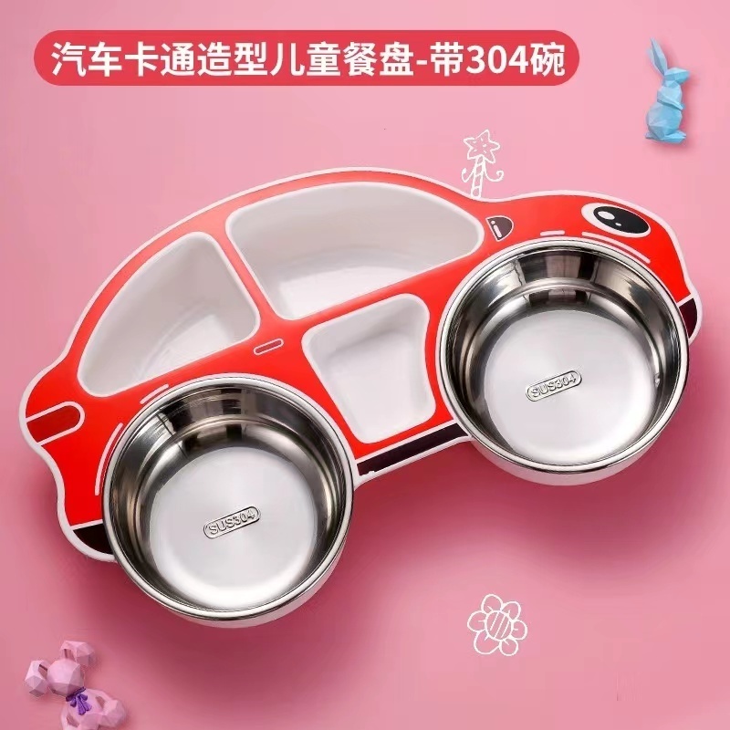 Gk Modern hot sale Child Dish Plate 304 Stainless Steel Tableware Car Design Breakfast Serving Dishes