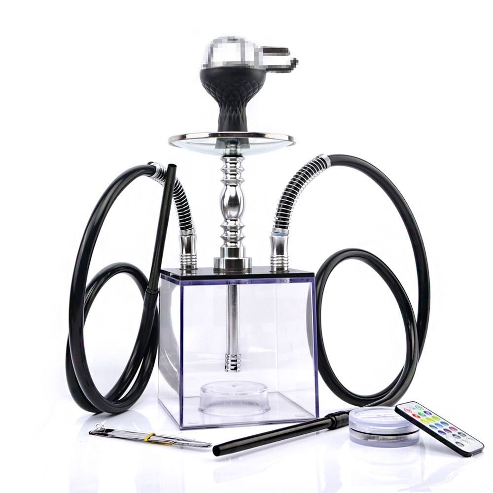 Led Acrylic Light Shisha Fancy Hokkah afzal hookah flavors saudi arabia hookah Tobacco Smoking Square With Hookah Set