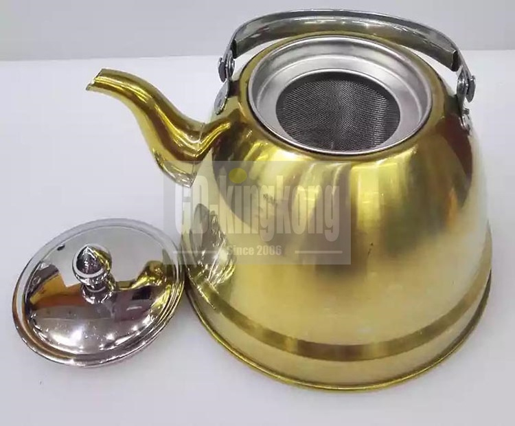 Gk Hot sale large capacity 1/1.5/2/3 liter Arabic non-electric colored gold plating paint water kettle stainless steel tea pot