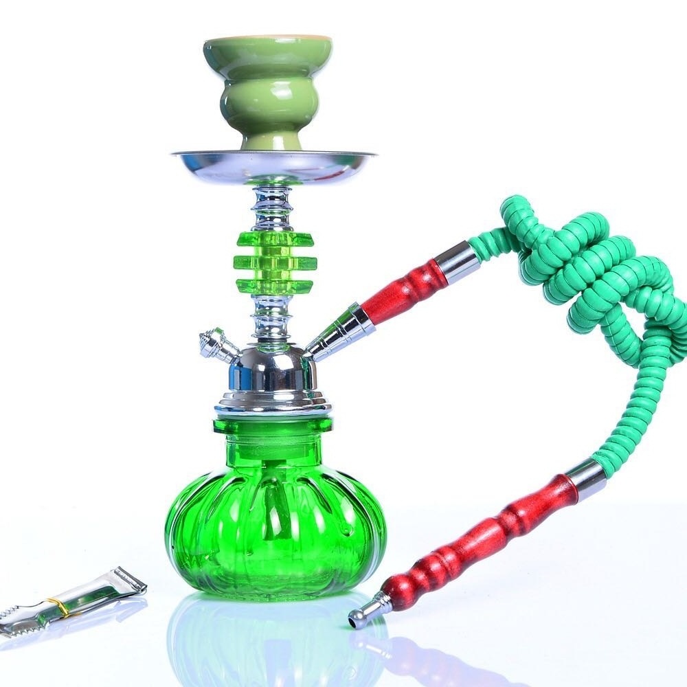 2022 11 Inch Hookah 2 Hose New Portable Glass Shisha Arabic Hookah  pot Set acrylic Smoke Bottle Bar hookah flavor