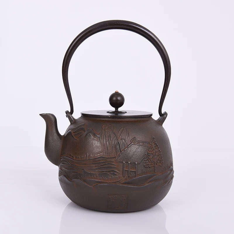 Handmade Chinese Style China Cast Iron Teapot,Hiramaruryu Tea utensil 1200ml Healthy Gilt cast iron kettle