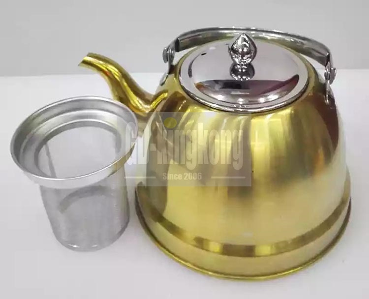 Gk Hot sale large capacity 1/1.5/2/3 liter Arabic non-electric colored gold plating paint water kettle stainless steel tea pot