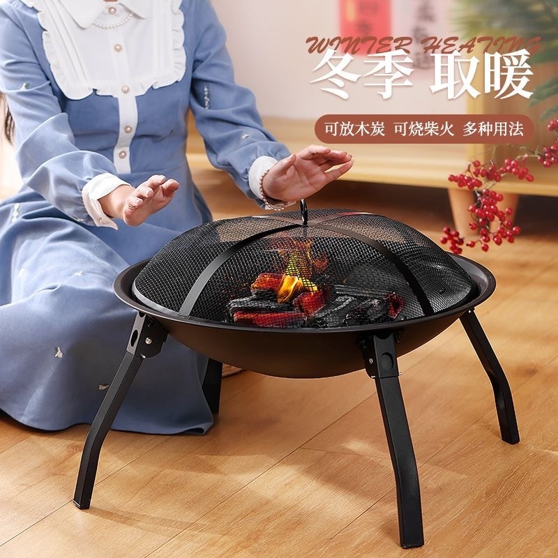 Winter Outdoor Indoor Brazier Wood Hot Sales Cast Iron Wood Burning Fire Pit Camping Fireside Home Heater Stove BBQ Fire Pit