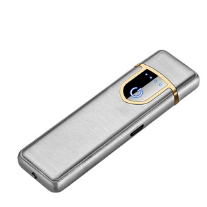 Gk New fingerprint unlock induction dual arc lighter usb charger Cheap Zinc Alloy Electronic Tesla Double Sides USB Lighter