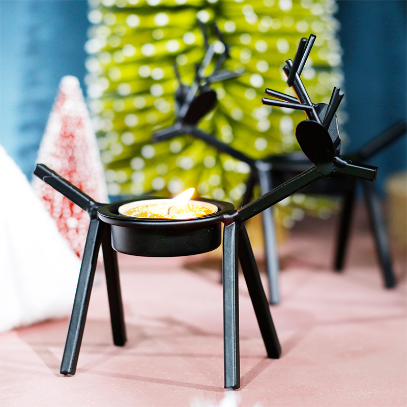 gdkk Creative Iron Tealight Candle Holder Holiday Decorating Candle Holders,European deer candlestick Christmas gift