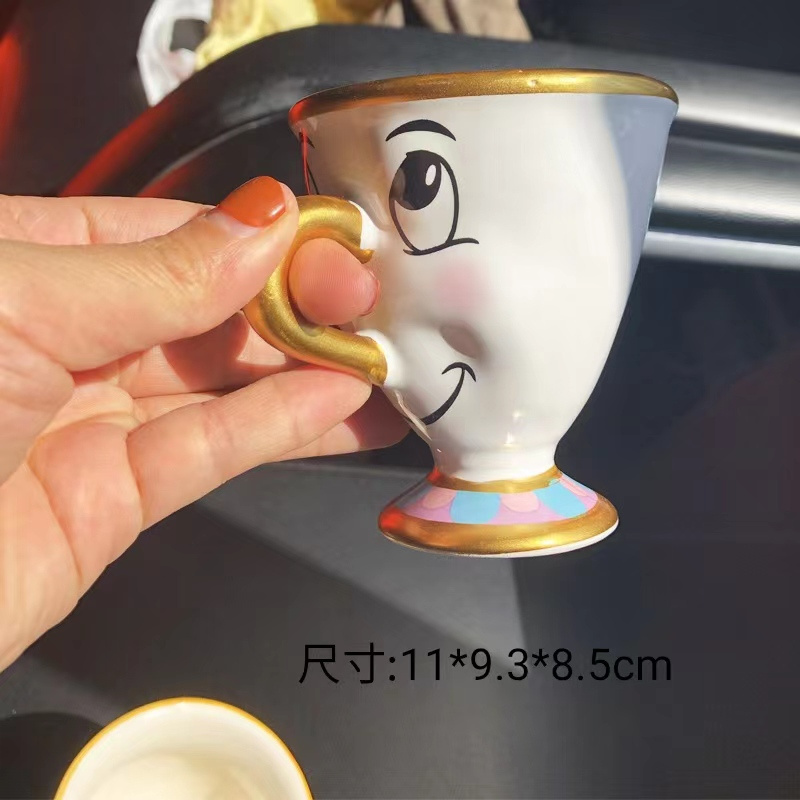 Gdkk 3D Cartoon Drink Water 3 Coffee Mugs Big Nose Ceramic Beauty and The Beast Creative HANDGRIP Presents for 1 Users