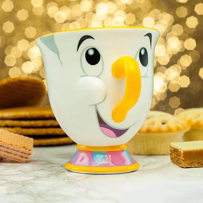 Gdkk 3D Cartoon Drink Water 3 Coffee Mugs Big Nose Ceramic Beauty and The Beast Creative HANDGRIP Presents for 1 Users