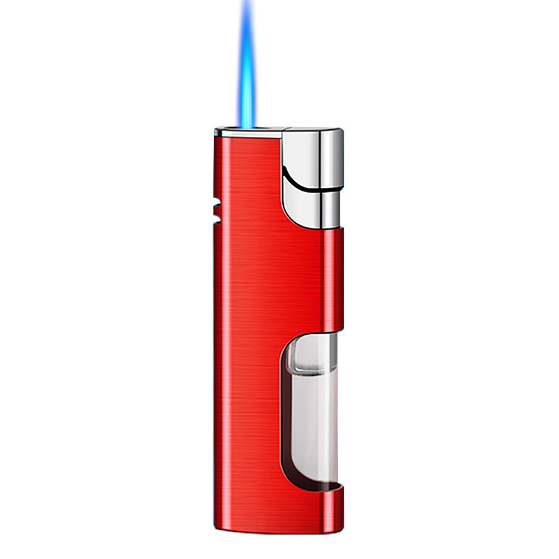 straight punch lighter gift box packaging lighter torch blue four jet flame windproof cigarette lighter