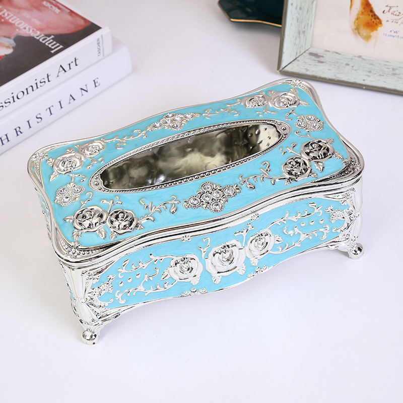 Europe With Rose Tissue Box Hotel KTV Luxury Restaurant Living Room Napkin Tissue Boxes