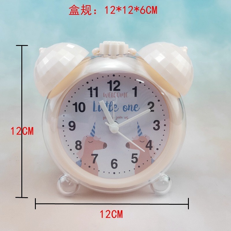 factory direct Classic Design Transparent Legs Plastic Smart Double Bell Step Movement Quartz Analog Alarm Clock with light