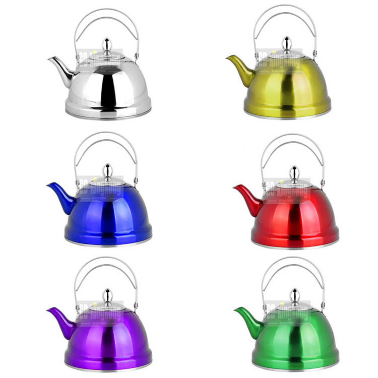 Gk Hot sale large capacity 1/1.5/2/3 liter Arabic non-electric colored gold plating paint water kettle stainless steel tea pot