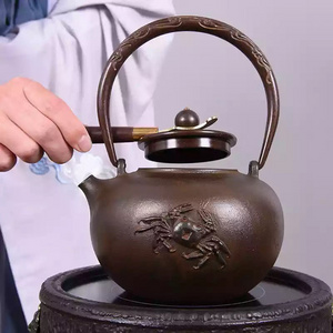 Handmade Chinese Style China Cast Iron Teapot,Hiramaruryu Tea utensil 1200ml Healthy Gilt cast iron kettle