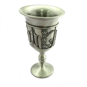 Judaica Unique Hot New Design Kiddush Cup,Traditional Kiddush Cup,Gold Plated Brass Engraved Goblet