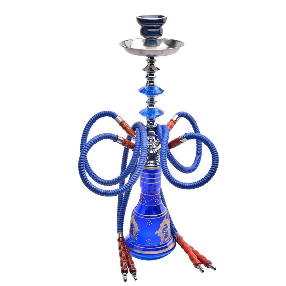 Acrylic Shisha Tobacco Flavor Black Mini Pen Aluminum Foil Bar Base Hookah with 3-4 Double Hose Pipe and plate