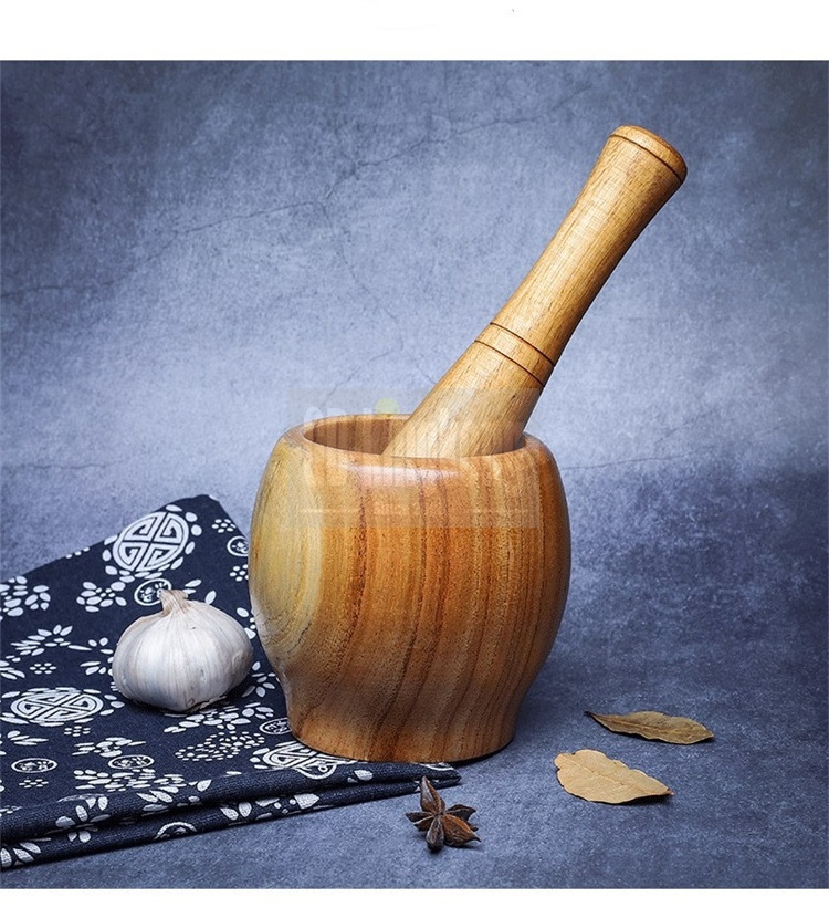 Gk bamboo garlic bowl,bamboo mortar and pestle set,Kitchen bowl wooden garlic press grinder