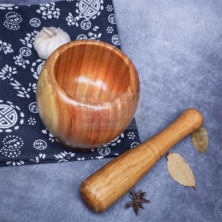 Gk bamboo garlic bowl,bamboo mortar and pestle set,Kitchen bowl wooden garlic press grinder