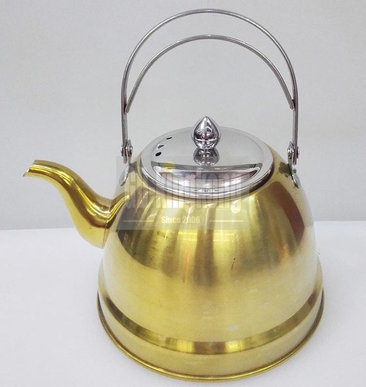 Gk Hot sale large capacity 1/1.5/2/3 liter Arabic non-electric colored gold plating paint water kettle stainless steel tea pot