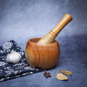 Gk bamboo garlic bowl,bamboo mortar and pestle set,Kitchen bowl wooden garlic press grinder