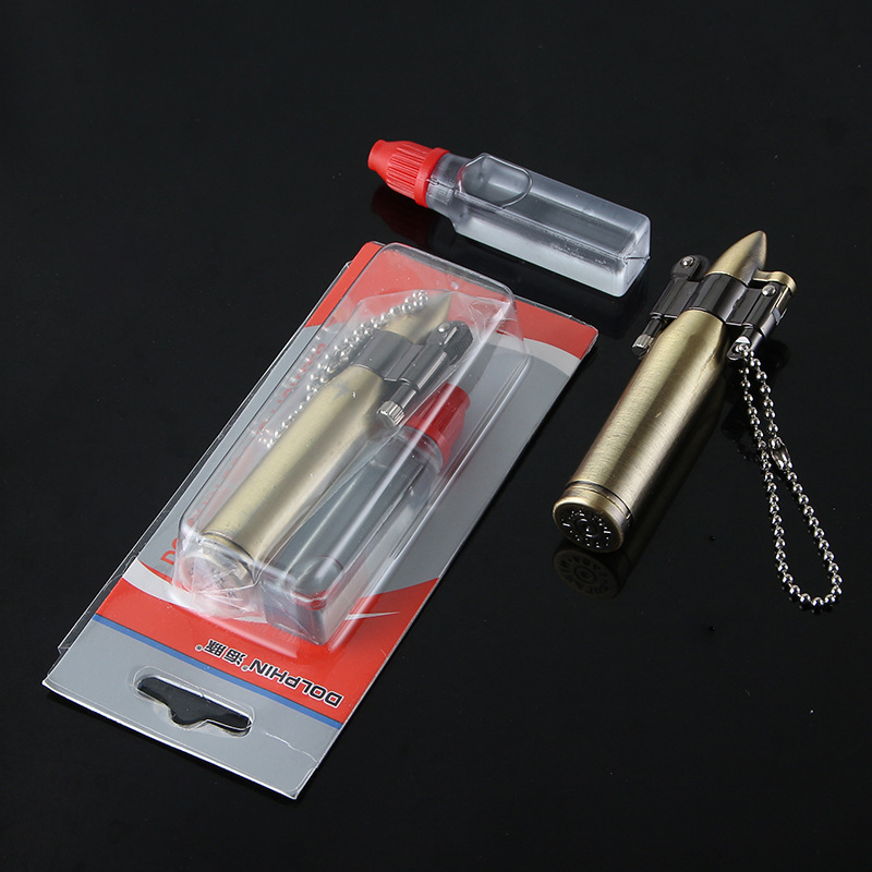 kerosene lighter golden classic reusable Bullet metal cigarette set small grinding wheel lighter cigarette lighter